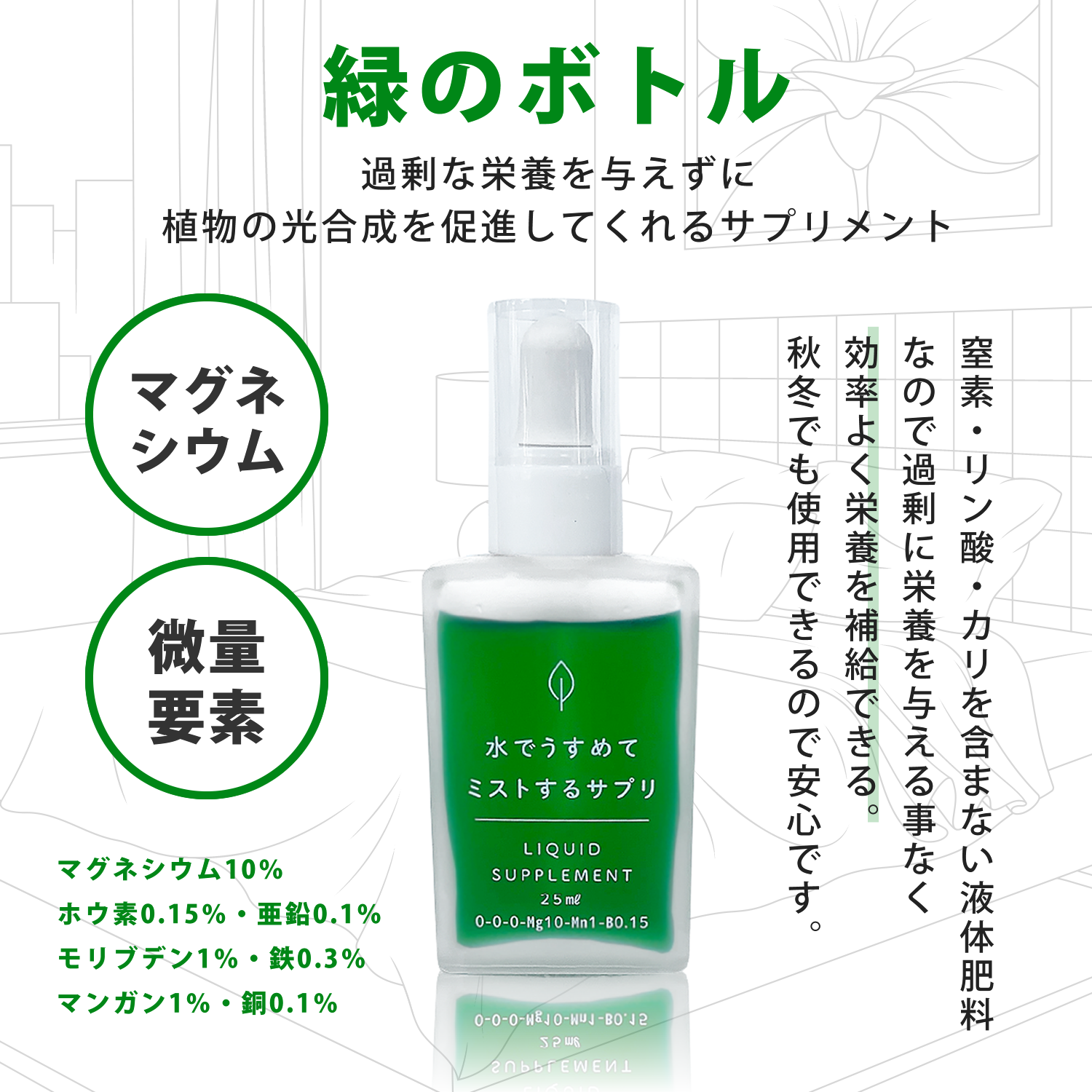 緑の水でうすめてミストするサプリ